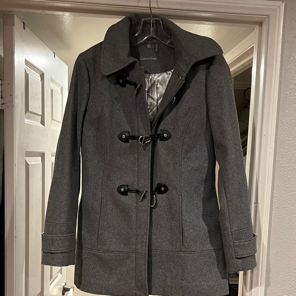 Calvin Klein Women's Charcoal Toggle Pea Coat
